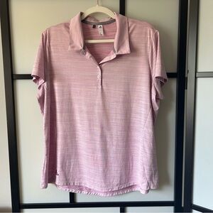 [L/XL] adidas Women's Soft Pink Henley Polo Style Short Sleeve Golf Shirt